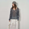Striped Drawstring Fringe Sweater with 90s Vibe