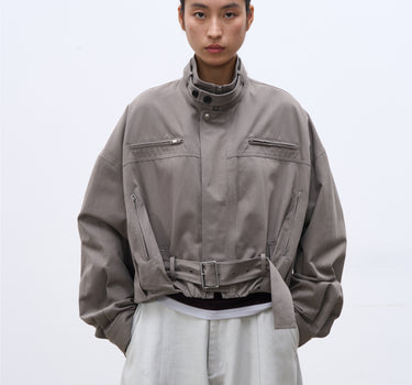 Rugged Brown Cotton Jacket with Multi-Pocket Design