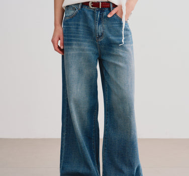 Vintage-Washed Wide-Leg Jeans