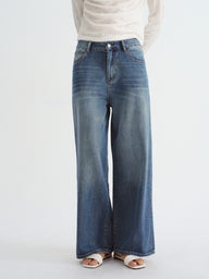 High-Rise Floor-Length Wide-Leg Jeans