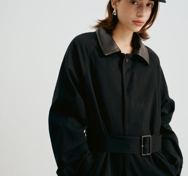 Long H-Line Contrast Trench Coat