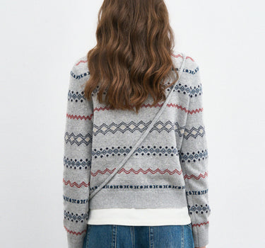 Artistic Crewneck Knitwear with Drawstring Pocket