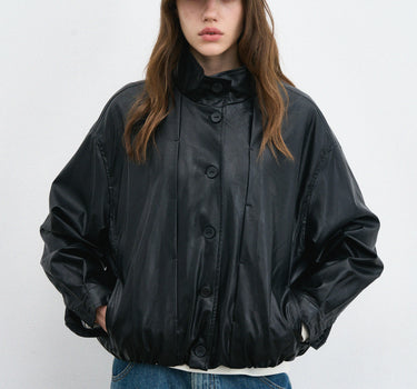 Timeless Drop-Shoulder Leather Jacket for Everyday Wear