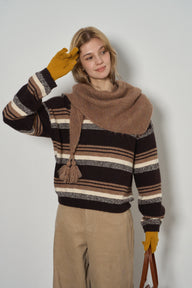 Retro Loose-Fit Triangle Shawl Knit Top