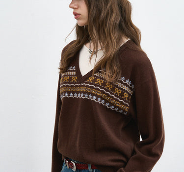 Vintage Layered-Look Soft Knit Pullover