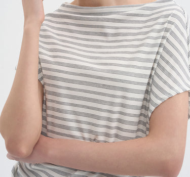 Striped Off-Shoulder Short Sleeve Top