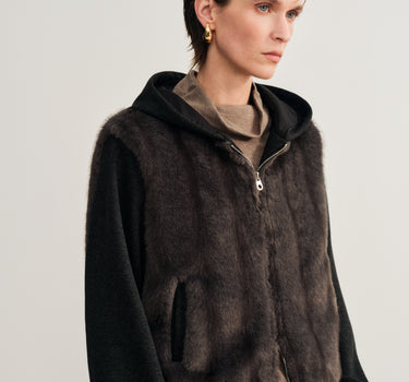 Faux Fur Hooded Jacket and Pants Set