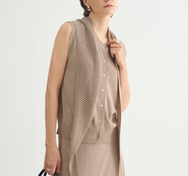 Women's Linen Blend Knit Vest and Skirt Set