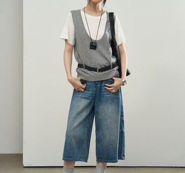 Low-Waisted Belted Knit Two-Piece Set
