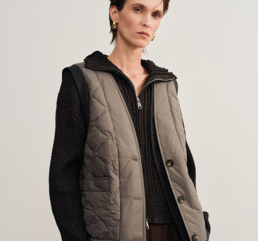 Two-Piece-Style Quilted Down Vest