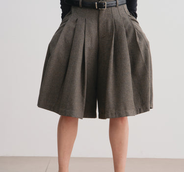 High-Rise Wool Blend Skirt Pants
