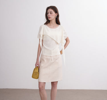 Mid-Waist Cotton Linen Midi Skirt