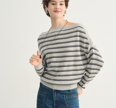 Women’s Off-the-Shoulder Striped Knit Sweater