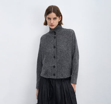 Full Wool Ribbed High-Neck Sweater