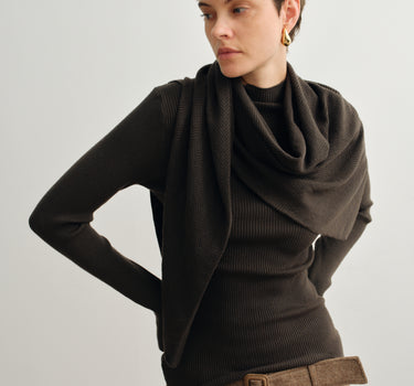 Herringbone Ribbed Knit Base and Shawl Set