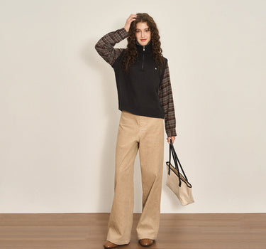 Retro Wool Blend Patchwork Sweater for Fall