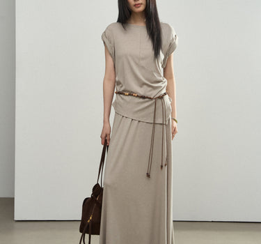 Elegant Two-Piece Set with Midi Skirt