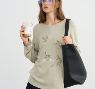 Artistic Sketch Print Long-Sleeve Tee