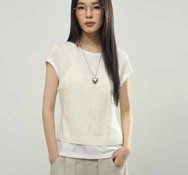 Faux Two-Piece Halter Knit Top