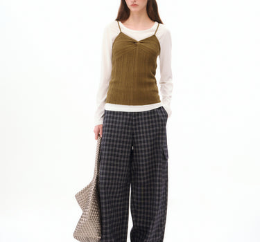 Women’s Vintage Checkered Wide-Leg Pants