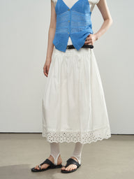 High-Waisted A-Line Lace Skirt