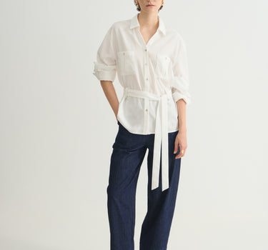 Tie Waist White Shirt for Women