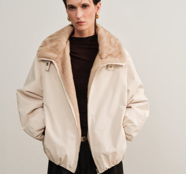 Reversible Faux Leather and Faux Fur Coat