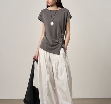 Pleated Balloon Pants with Adjustable Belt