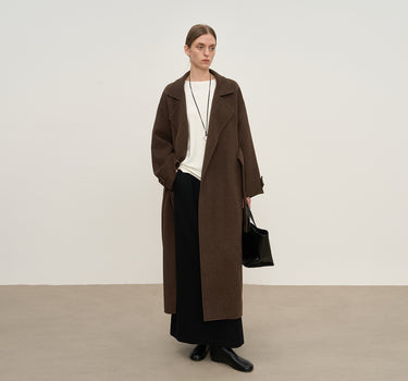 Luxury Wool and Silk Tie-Waist Coat