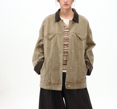 Corduroy Collar Washed Cotton Jacket