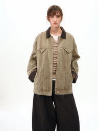 Corduroy Collar Washed Cotton Jacket