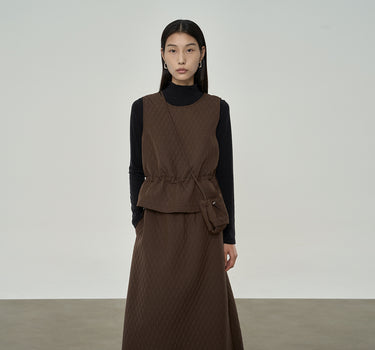Quilted Sleeveless Waist Defining Top and Skirt
