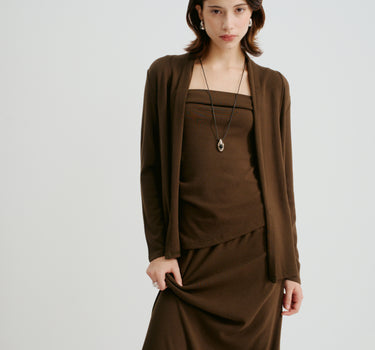Three-Piece Knit Set with Midi Skirt