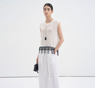 Hand-Tufted Fringe Knit Vest for Women