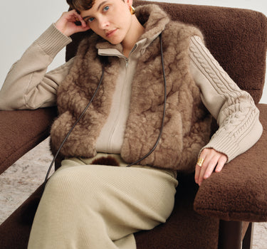 Plush Stand-Collar Fur Vest