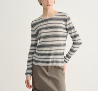Relaxed Fit Crew Neck Striped Sweater