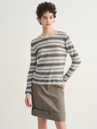 Relaxed Fit Crew Neck Striped Sweater