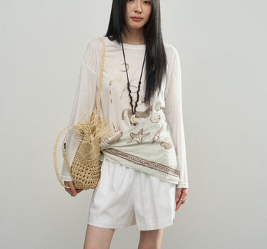 Long-Sleeve Island-Style Tunic with Animal Print