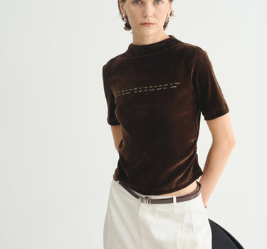 Women's Velvet Half Turtleneck Long Sleeve Top
