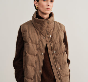 Matte Quilted Down Vest with Dual Closure