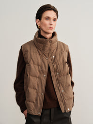 Matte Quilted Down Vest with Dual Closure