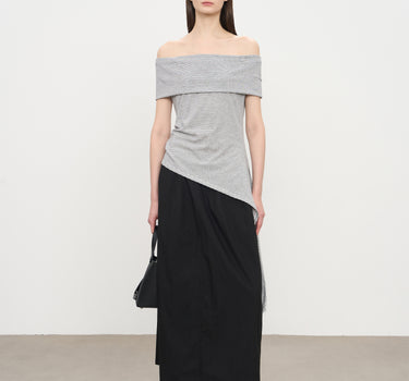 Off-Shoulder Striped Color-Block Top