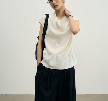 Asymmetrical Collar Minimalist Blouse