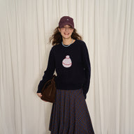 Embroidered Jacquard Crew Neck Knit