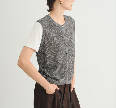 Textured Crew Neck Knit Vest Sweater