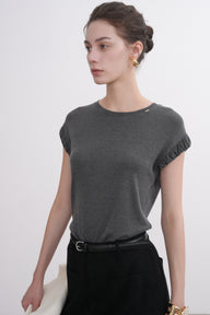 Women's Gathered Sleeve Knit Top