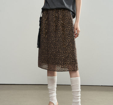 Leopard Print Lace A-Line Skirt