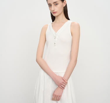 Soft Stretch V-Neck Color-Blocked Ribbed Tank Top