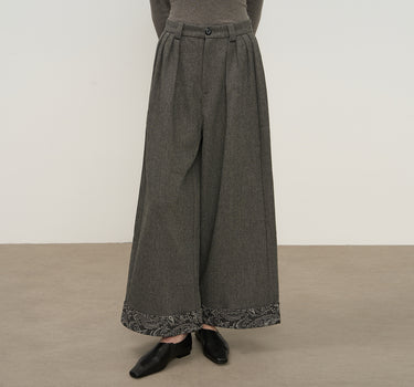 Chic Turned-Up Hem Wool-Blend Pants
