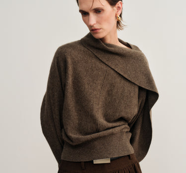 Ribbon-Neck Yak Down Sweater